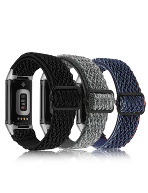 Elastic Band Compatible with Fitbit Charge 6/Charge 5 Bands Women 3 Packs Adjustable Stretchy Loop Strap Soft Nylon Sport Wristband Accessories for Charge 6/5 Women Men Elastic Band Compatible with Fitbit Charge 6/Charge 5 Bands Women 3 Packs Adjustable Stretchy Loop Strap Soft Nylon Sport Wristband Accessories for Charge 6/5 Women Men
