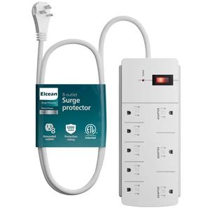 Surge Protector Power Strip with 4 Ft Extension Cord, 8 Widely Spaced Outlets with Safety Cover, 45 Degree Flat Plug Wall Mountable Multi Outlet Extender, Heavy Duty 14AWG, 1200J/125V,ETL-White Surge Protector Power Strip with 4 Ft Extension Cord, 8 Widely Spaced Outlets with Safety Cover, 45 Degree Flat Plug Wall Mountable Multi Outlet Extender, Heavy Duty 14AWG, 1200J/125V,ETL-White