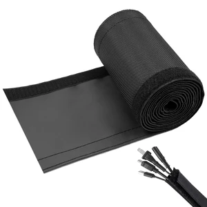 1.5" - 6.6Ft Hook and Loop Cable Sleeve, Wire Protector for Pets Flexible braided wire cover; Reversible split wrap; Cord management for TV, USB, audio, PC; Helps deter cat chewing; Black 1.5" - 6.6Ft Hook and Loop Cable Sleeve, Wire Protector for Pets Flexible braided wire cover; Reversible split wrap; Cord management for TV, USB, audio, PC; Helps deter cat chewing; Black