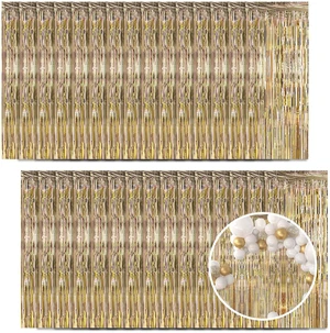 30 Pack Champagne Gold Foil Fringe Curtain Backdrop, 3.3x8.2 Feet Metallic Tinsel Streamer Curtains Photo Booth Props for Engagement/Wedding/Bridal Shower/New Year/Valentine's Day Party Decorations 30 Pack Champagne Gold Foil Fringe Curtain Backdrop, 3.3x8.2 Feet Metallic Tinsel Streamer Curtains Photo Booth Props for Engagement/Wedding/Bridal Shower/New Year/Valentine's Day Party Decorations