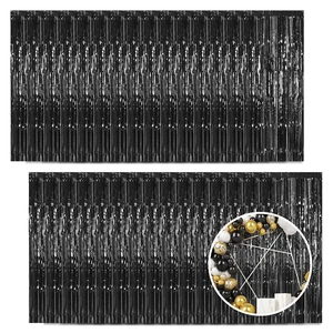 30 Pack Black Foil Fringe Curtain Backdrop, 3.3x8.2 Feet Metallic Tinsel Streamer Curtains Photo Booth Props for Birthday/Graduation/Bachelorette/Halloween/Christmas/New Year/Disco Party Decorations 30 Pack Black Foil Fringe Curtain Backdrop, 3.3x8.2 Feet Metallic Tinsel Streamer Curtains Photo Booth Props for Birthday/Graduation/Bachelorette/Halloween/Christmas/New Year/Disco Party Decorations