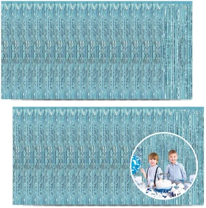 30 Pack Light Blue Foil Fringe Curtain Backdrop, 3.3x8.2 Feet Metallic Tinsel Streamer Curtains Photo Booth Props for Baby Shower/Bachelorette/Graduation/Birthday/Ocean Theme Party Decorations 30 Pack Light Blue Foil Fringe Curtain Backdrop, 3.3x8.2 Feet Metallic Tinsel Streamer Curtains Photo Booth Props for Baby Shower/Bachelorette/Graduation/Birthday/Ocean Theme Party Decorations