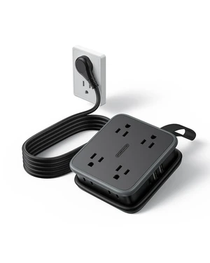 Extension Cord Flat Wall Plug, Flat Outlet Extender 8 AC & 3 USB Ports (1 USB C), 5 FT Wrapable Extension Cord Easy to Store, Compact Power Strip, College Dorm Room Essentials Extension Cord Flat Wall Plug, Flat Outlet Extender 8 AC & 3 USB Ports (1 USB C), 5 FT Wrapable Extension Cord Easy to Store, Compact Power Strip, College Dorm Room Essentials