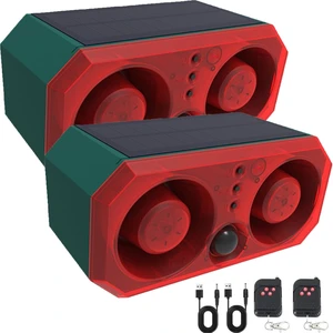 Solar Outdoor Motion Sensor Alarm with 13Sounds, 130db Dual Speaker Gunshot Dog Barking Sound Recording and Adjustable Volume Warning Security Strobe Light for Farm Yard Orchard Barn (2PCS) Solar Outdoor Motion Sensor Alarm with 13Sounds, 130db Dual Speaker Gunshot Dog Barking Sound Recording and Adjustable Volume Warning Security Strobe Light for Farm Yard Orchard Barn (2PCS)