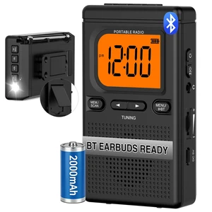 Portable Radio AM FM with Bluetooth Earphone Output 2000mah Battery Transistor Pocket Radio with Best Reception Digital Tuning, Flashlight,LCD Screen,Earphone Jack,Sleep Timer and Alarm Clock Portable Radio AM FM with Bluetooth Earphone Output 2000mah Battery Transistor Pocket Radio with Best Reception Digital Tuning, Flashlight,LCD Screen,Earphone Jack,Sleep Timer and Alarm Clock