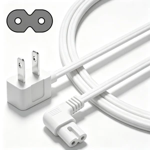 Non-Polarized 90 Degree Replacement TV Power Cord 15 Ft, 2-Prong 1-15P Flat Plug to Low Profile L-Shaped Angled IEC 320 C7 C8 Figure 8 AC Supply Cable for Apple Samsung LG Sony TV, 18/2 AWG-ETL-White Non-Polarized 90 Degree Replacement TV Power Cord 15 Ft, 2-Prong 1-15P Flat Plug to Low Profile L-Shaped Angled IEC 320 C7 C8 Figure 8 AC Supply Cable for Apple Samsung LG Sony TV, 18/2 AWG-ETL-White