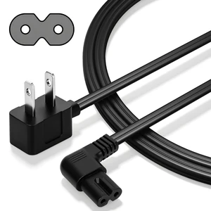 Non-Polarized 90 Degree Replacement TV Power Cord 15 Ft, 2-Prong 1-15P Flat Plug to Low Profile L-Shaped Angled IEC 320 C7 C8 Figure 8 AC Supply Cable for Apple Samsung LG Sony TV Xbox, 18/2 AWG-ETL Non-Polarized 90 Degree Replacement TV Power Cord 15 Ft, 2-Prong 1-15P Flat Plug to Low Profile L-Shaped Angled IEC 320 C7 C8 Figure 8 AC Supply Cable for Apple Samsung LG Sony TV Xbox, 18/2 AWG-ETL