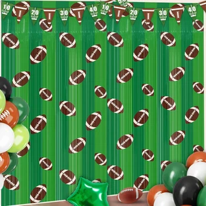 4 Pack Football Foil Fringe Curtains 3.3 X 6.6 Ft Football Themed Tinsel Curtain Steamer Green Brown Footballs Party Photo Booth Prop Backdrop for Birthday Sport Themed Sunday Party Decor Supplies 4 Pack Football Foil Fringe Curtains 3.3 X 6.6 Ft Football Themed Tinsel Curtain Steamer Green Brown Footballs Party Photo Booth Prop Backdrop for Birthday Sport Themed Sunday Party Decor Supplies