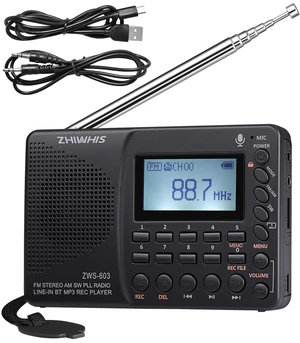Portable Bluetooth Radio, FM AM Shortwave Radios with Sleep Timer and Preset Function, Rechargeable Digital Recorder, Stereo MP3 Player with Lyric Display, Support Micro SD Card and AUX Portable Bluetooth Radio, FM AM Shortwave Radios with Sleep Timer and Preset Function, Rechargeable Digital Recorder, Stereo MP3 Player with Lyric Display, Support Micro SD Card and AUX