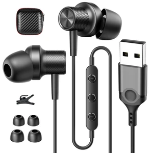 USB Earbuds Wired Headphones with Microphone for PC Computer,USB-A USB Headset in-Ear Computer Earphone with Mic&Audio Control for HP/Dell/Acer Laptop,for Work Office Zoom School Earbuds,Black USB Earbuds Wired Headphones with Microphone for PC Computer,USB-A USB Headset in-Ear Computer Earphone with Mic&Audio Control for HP/Dell/Acer Laptop,for Work Office Zoom School Earbuds,Black