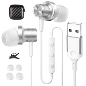 USB Earbuds Wired Headphones with Microphone for PC Computer,USB-A Wired USB Headset in-Ear Earphone with Mic&Audio Control for HP/Dell/Acer Laptop,for Work Office Meeting School Earbuds,White USB Earbuds Wired Headphones with Microphone for PC Computer,USB-A Wired USB Headset in-Ear Earphone with Mic&Audio Control for HP/Dell/Acer Laptop,for Work Office Meeting School Earbuds,White