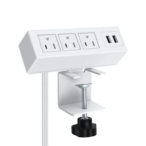 3 Outlet Desk Clamp Power Strip, Desktop Power Strip with USB Ports, Desk Mount USB Charging Power Station, on Desk Edge Power Outlet 125V 12A 1500W, 10 FT Desk Outlet Strip. (White) 3 Outlet Desk Clamp Power Strip, Desktop Power Strip with USB Ports, Desk Mount USB Charging Power Station, on Desk Edge Power Outlet 125V 12A 1500W, 10 FT Desk Outlet Strip. (White)