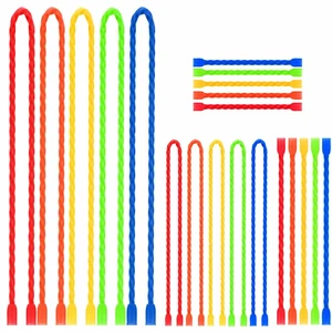 24Pcs 3-24Inch Silicone Cable Ties Reusable Steel-Core Wire Twist Tie Strap Colorful Rubber Ties for Bundling and Organizing Bendable Holder Strap for Indoor and Out All Purpose, 5 Colors 24Pcs 3-24Inch Silicone Cable Ties Reusable Steel-Core Wire Twist Tie Strap Colorful Rubber Ties for Bundling and Organizing Bendable Holder Strap for Indoor and Out All Purpose, 5 Colors