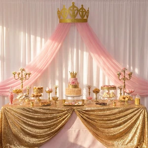 3 Pcs Princess Birthday Party Decorations, Pink,Gold Tulle Background Crown, Girls Princess Castle Party Decorations, Baby Bridal Shower Decor, Birthday Dessert Table Backdrop 3 Pcs Princess Birthday Party Decorations, Pink,Gold Tulle Background Crown, Girls Princess Castle Party Decorations, Baby Bridal Shower Decor, Birthday Dessert Table Backdrop