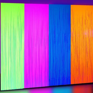 4 Pack Glow in the Dark Party Supplies,Blue Purple Yellow Orange 3.3x6.6ft Neon Tinsel Foil Fringe Curtain, Neon Party Supplies, Glow in the Dark Backdrop Streamer Decor, Vbs Photo Booth 4 Pack Glow in the Dark Party Supplies,Blue Purple Yellow Orange 3.3x6.6ft Neon Tinsel Foil Fringe Curtain, Neon Party Supplies, Glow in the Dark Backdrop Streamer Decor, Vbs Photo Booth