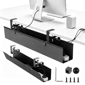 36" Under Desk Cable Management Tray, No-Drill Clamp-On Under Desk Cord Management for Desk, Anti-Sag Fabric Wire Management for Power Strips, Cable Raceways Tray Cord Hiders for Office/Home (Black) 36" Under Desk Cable Management Tray, No-Drill Clamp-On Under Desk Cord Management for Desk, Anti-Sag Fabric Wire Management for Power Strips, Cable Raceways Tray Cord Hiders for Office/Home (Black)