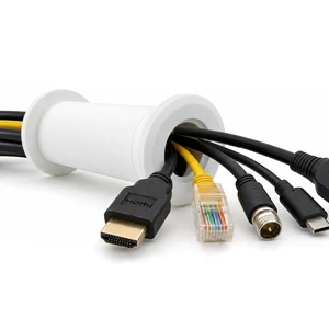 Wall Eye Cable Pass Through Port, 2 Inch Hole Saw Cord Grommet for 2x4 Drywall, Fits 3 5/8 to 5 1/4 Inch Thickness, White Channel for HDMI Ethernet Coax USB-C Wires Wall Eye Cable Pass Through Port, 2 Inch Hole Saw Cord Grommet for 2x4 Drywall, Fits 3 5/8 to 5 1/4 Inch Thickness, White Channel for HDMI Ethernet Coax USB-C Wires
