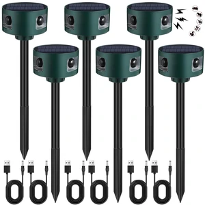 6 Pack Solar Indoor & Outdoor Motion Sensor Alarm Ultrasonic, 360° Motion Detection Animal Deterrent Gunshot Noise Maker for Home Security, 3 Modes 6 Pack Solar Indoor & Outdoor Motion Sensor Alarm Ultrasonic, 360° Motion Detection Animal Deterrent Gunshot Noise Maker for Home Security, 3 Modes