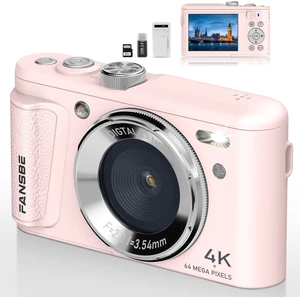 Digital Camera, 4K Vlogging Camera with 64MP, Point and Shoot Digital Cameras with 18X Zoom, Anti-Shake, Mode Dial, 32GB SD Card, Card Reader, Charger, Compact Small Cameras, Pink Digital Camera, 4K Vlogging Camera with 64MP, Point and Shoot Digital Cameras with 18X Zoom, Anti-Shake, Mode Dial, 32GB SD Card, Card Reader, Charger, Compact Small Cameras, Pink