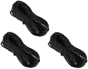 Three Pack of 25 Foot 3.5mm Stereo Headphone/AUX Extension Cable Male/Female Three Pack of 25 Foot 3.5mm Stereo Headphone/AUX Extension Cable Male/Female