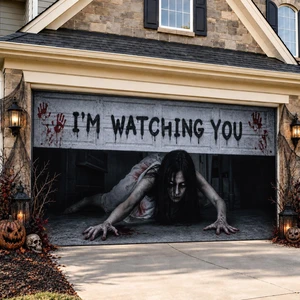 7 x 16 ft Halloween Garage Door Cover Ghost, Watching You Garage Decoration, for Single or Double Garage Door, Haunted House Garage, Halloween Horror Decor 7 x 16 ft Halloween Garage Door Cover Ghost, Watching You Garage Decoration, for Single or Double Garage Door, Haunted House Garage, Halloween Horror Decor