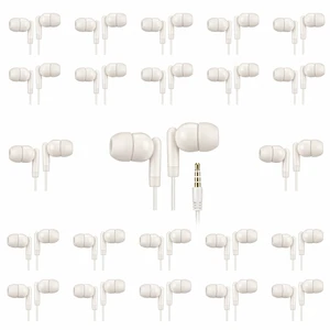 Earbuds Bulk 100 Pack for Classrooms Wired in-Ear Headphones 3.5mm Plug No Microphone for Students, Schools, Libraries, and Computer Labs Individually Bagged - White Earbuds Bulk 100 Pack for Classrooms Wired in-Ear Headphones 3.5mm Plug No Microphone for Students, Schools, Libraries, and Computer Labs Individually Bagged - White