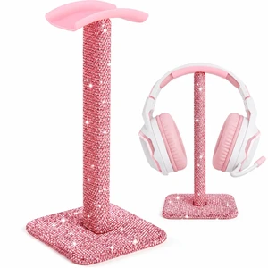 Pink Headphone Stand, Rhinestone Headset Holder for Office Desk Closely set pink rhinestones, a soft silicone rest and four anti-slip feet combine display-worthy sparkle with daily support Pink Headphone Stand, Rhinestone Headset Holder for Office Desk Closely set pink rhinestones, a soft silicone rest and four anti-slip feet combine display-worthy sparkle with daily support