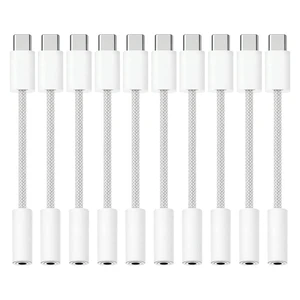 USB-C to 3.5mm Audio Headphone Adapter - HiFi Compatible with Apple iPhone 17 16 15 Galaxy S25 S24 S23 S22 S21 Plus Pro Max Ultra Pixel iPad - Type C to Aux Cord Jack Dongle Nylon-Braided (10 Pack) USB-C to 3.5mm Audio Headphone Adapter - HiFi Compatible with Apple iPhone 17 16 15 Galaxy S25 S24 S23 S22 S21 Plus Pro Max Ultra Pixel iPad - Type C to Aux Cord Jack Dongle Nylon-Braided (10 Pack)