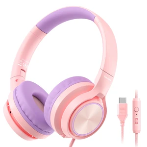 USB-C Kids Headphones with Mic, Over Ear Headphones for School 85/94dB Safe Volume Limit, Adjustable Headband, Foldable Wired Headphones for Boys/ Girls/iPad/Tablet/Travel/Laptop, Pink USB-C Kids Headphones with Mic, Over Ear Headphones for School 85/94dB Safe Volume Limit, Adjustable Headband, Foldable Wired Headphones for Boys/ Girls/iPad/Tablet/Travel/Laptop, Pink