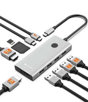 10-in-1 Laptop Docking Station, Dual Monitor 4K@60Hz, 2 HDMI, USB C Hub 3 x 5Gbps USB-A/C Data Ports, 2 x USB-A 2.0, SD/TF 3.0, 100W PD, One-Tap Display Off, for MacBook/HP/Dell/Lenovo 10-in-1 Laptop Docking Station, Dual Monitor 4K@60Hz, 2 HDMI, USB C Hub 3 x 5Gbps USB-A/C Data Ports, 2 x USB-A 2.0, SD/TF 3.0, 100W PD, One-Tap Display Off, for MacBook/HP/Dell/Lenovo