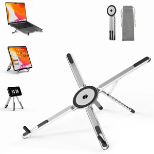 Adjustable Laptop Stand, 3-in-1 Magnetic Stand for Laptop & Tablet Multi-angle adjustment, magnetic support and non-slip pads in a lightweight aluminum alloy design. Foldable for easy travel Adjustable Laptop Stand, 3-in-1 Magnetic Stand for Laptop & Tablet Multi-angle adjustment, magnetic support and non-slip pads in a lightweight aluminum alloy design. Foldable for easy travel