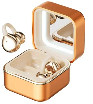 Wireless Earbuds with LED Makeup Mirror Case, Bluetooth 6.0 Open Ear Clip-On Headphones, Cute Pink Air Conduction Earphones for Women, Low Latency, Secure Fit for Running & Travel (Orange) Wireless Earbuds with LED Makeup Mirror Case, Bluetooth 6.0 Open Ear Clip-On Headphones, Cute Pink Air Conduction Earphones for Women, Low Latency, Secure Fit for Running & Travel (Orange)