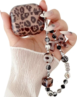 Compatible with AirPods 3 Case, Soft TPU Gray Tortoise Shell Amber Leopard Pattern Women Girls Cover with Strap Charm Keychain for AirPods 3 Compatible with AirPods 3 Case, Soft TPU Gray Tortoise Shell Amber Leopard Pattern Women Girls Cover with Strap Charm Keychain for AirPods 3