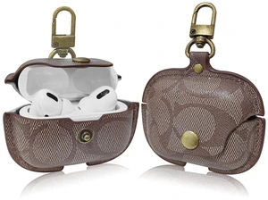Leather Case for AirPods Pro 3, Full Body Shockproof Protective Cover (C) Printed Leather Snap Closure Keychain Clip Drop Protection Precise Cutouts Leather Case for AirPods Pro 3, Full Body Shockproof Protective Cover (C) Printed Leather Snap Closure Keychain Clip Drop Protection Precise Cutouts