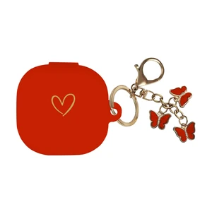 Compatible with Samsung Galaxy Buds FE/Buds 2 / Buds Pro/Buds Live/Buds 2 Pro, Soft Silicone Case with Gold Heart Pattern with Cute Butterfly Keychain for Girls Women (Red) Compatible with Samsung Galaxy Buds FE/Buds 2 / Buds Pro/Buds Live/Buds 2 Pro, Soft Silicone Case with Gold Heart Pattern with Cute Butterfly Keychain for Girls Women (Red)