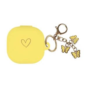Compatible with Samsung Galaxy Buds FE / Pro / Live / 2 Pro, Soft Silicone Case with Gold Heart Pattern and Cute Butterfly Keychain for Girls Women (Yellow) Compatible with Samsung Galaxy Buds FE / Pro / Live / 2 Pro, Soft Silicone Case with Gold Heart Pattern and Cute Butterfly Keychain for Girls Women (Yellow)