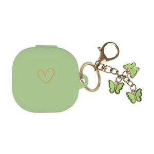 Compatible with Samsung Galaxy Buds FE/Buds 2 / Buds Pro/Buds Live/Buds 2 Pro, Soft Silicone Case with Gold Heart Pattern with Cute Butterfly Keychain for Girls Women (Matcha Green) Compatible with Samsung Galaxy Buds FE/Buds 2 / Buds Pro/Buds Live/Buds 2 Pro, Soft Silicone Case with Gold Heart Pattern with Cute Butterfly Keychain for Girls Women (Matcha Green)