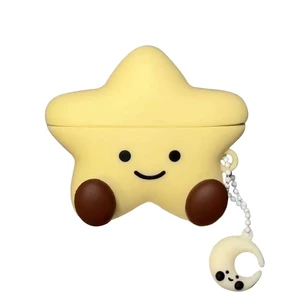 Earphone Case for AirPods 4, Happy Smiling Sitting Yellow Star Soft TPU Silicone Case, Good Mood Good Luck Yellow Star AirPods 4 Cover Protective Skin Shockproof Protector for Earbud+Moon Hook Earphone Case for AirPods 4, Happy Smiling Sitting Yellow Star Soft TPU Silicone Case, Good Mood Good Luck Yellow Star AirPods 4 Cover Protective Skin Shockproof Protector for Earbud+Moon Hook