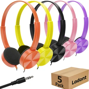 Kids Headphones Bulk 5 Pack On Ear 3.5mm for School Swivel Ear Wired Adjustable kids headphones with soft sponge ear cushions for all-day comfort perfect for classroom library school testing Kids Headphones Bulk 5 Pack On Ear 3.5mm for School Swivel Ear Wired Adjustable kids headphones with soft sponge ear cushions for all-day comfort perfect for classroom library school testing