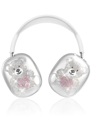 for Airpods Max Headphone Case - Durable Soft TPU Protective Cover (Anti-Scratch,Anti-Fingerprint) for AirPods Max Cover,Clear Bling Headphones Case with Sticky Rhinestones for Women,Bear for Airpods Max Headphone Case - Durable Soft TPU Protective Cover (Anti-Scratch,Anti-Fingerprint) for AirPods Max Cover,Clear Bling Headphones Case with Sticky Rhinestones for Women,Bear