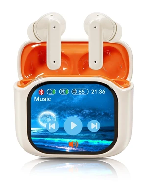 Wireless Earbuds, Bluetooth Earphones with Touchscreen, Beige Touch Screen Earbuds, Bluetooth 5.4, Touch Buds with LED Screen, ANC/ENC Noise Cancelling, 48H Playtime, for Work, Sport Wireless Earbuds, Bluetooth Earphones with Touchscreen, Beige Touch Screen Earbuds, Bluetooth 5.4, Touch Buds with LED Screen, ANC/ENC Noise Cancelling, 48H Playtime, for Work, Sport