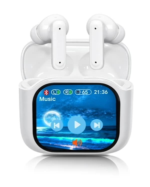 Wireless Earbuds, Bluetooth Earphones with Touchscreen, White Touch Screen Earbuds, Bluetooth 5.4, Touch Buds with LED Screen, ANC/ENC Noise Cancelling, 48H Playtime, for Work, Sport Wireless Earbuds, Bluetooth Earphones with Touchscreen, White Touch Screen Earbuds, Bluetooth 5.4, Touch Buds with LED Screen, ANC/ENC Noise Cancelling, 48H Playtime, for Work, Sport