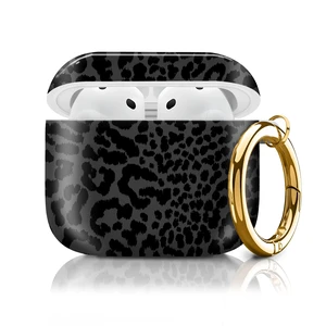 Cute Case Cover Compatible with AirPod 4th Generation 2024, Shockproof for Women & Girls with Cute Golden Round Buckle Protective, Anti-Drop Design(Cute Black Leopard) Cute Case Cover Compatible with AirPod 4th Generation 2024, Shockproof for Women & Girls with Cute Golden Round Buckle Protective, Anti-Drop Design(Cute Black Leopard)