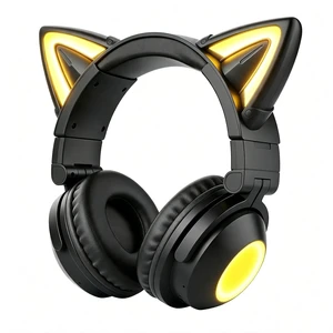 Cat Ear Bluetooth Headphones for Kids,Over Ear Headphones with Microphone LED Foldable Wired & Wireless Gaming Headset,Cute Headphones for Kids for School,Compatible with Phone/PC/Tablet/TV,Black Cat Ear Bluetooth Headphones for Kids,Over Ear Headphones with Microphone LED Foldable Wired & Wireless Gaming Headset,Cute Headphones for Kids for School,Compatible with Phone/PC/Tablet/TV,Black