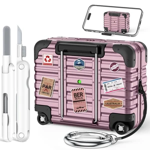 for AirPods Pro 2 Case with Lock and Phone Stand,Purple Cute Funny Suitcase Design Hard Protection Cover for AirPods Pro 2nd/1st Gen Case with Cleaner Kit & Keychain,for Women Men for AirPods Pro 2 Case with Lock and Phone Stand,Purple Cute Funny Suitcase Design Hard Protection Cover for AirPods Pro 2nd/1st Gen Case with Cleaner Kit & Keychain,for Women Men
