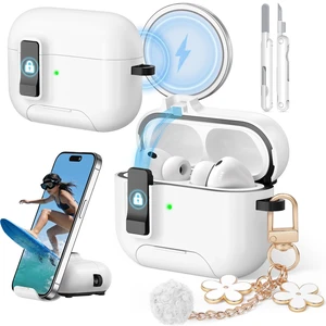 for AirPods Pro 3 Case (2025) with Lock & Cute Keychain, White Case Cover for Apple AirPods Pro 3rd Generation with Phone Stand & Cleaning Kit for Women Girls, Compatible with MagSafe for AirPods Pro 3 Case (2025) with Lock & Cute Keychain, White Case Cover for Apple AirPods Pro 3rd Generation with Phone Stand & Cleaning Kit for Women Girls, Compatible with MagSafe