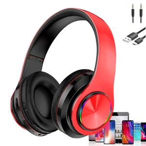 LED Bluetooth Over Ear Headphones, Foldable Wireless Headset with Mic Red 40mm Driver, Wired & Wireless Dual Mode, Colorful Rhythm LED Lights, Lightweight Comfort Fit, for Adults Home Travel Gift LED Bluetooth Over Ear Headphones, Foldable Wireless Headset with Mic Red 40mm Driver, Wired & Wireless Dual Mode, Colorful Rhythm LED Lights, Lightweight Comfort Fit, for Adults Home Travel Gift