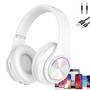 Over Ear Kids Bluetooth Headphones, Colorful LED Lights Headphones with Built-in Mic, Wired & Wireless Lightweight Foldable HiFi Stereo Headset for Gift, Tablet, Adult, Game(White) Over Ear Kids Bluetooth Headphones, Colorful LED Lights Headphones with Built-in Mic, Wired & Wireless Lightweight Foldable HiFi Stereo Headset for Gift, Tablet, Adult, Game(White)
