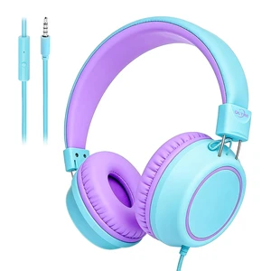 Kids Wired Foldable Headphones, Children Headset, Mic, Boys, Girls Mint Blue & Lavender; On-ear kids headphones with cord for school teens students tablets airplane gaming; Travel; 3.5mm jack Kids Wired Foldable Headphones, Children Headset, Mic, Boys, Girls Mint Blue & Lavender; On-ear kids headphones with cord for school teens students tablets airplane gaming; Travel; 3.5mm jack