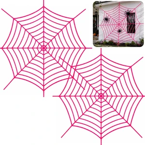 11.81Ft Halloween Pink Spider Web Decoration, 2 Pcs Cute Cobweb Wall Decor Giant Kawaii Halloween Wall Backdrop, Pink Theme Party Decor, Soft Material, Haunted House Home Outdoor Indoor Wall Decor 11.81Ft Halloween Pink Spider Web Decoration, 2 Pcs Cute Cobweb Wall Decor Giant Kawaii Halloween Wall Backdrop, Pink Theme Party Decor, Soft Material, Haunted House Home Outdoor Indoor Wall Decor